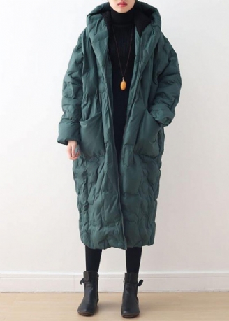 2024 Blackish Green Warm Down Coat Original Design Litterær Retro Overfrakke