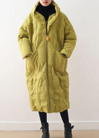 2024 Warm Yellow Down Coat Original Design Litterær Retro Overfrakke