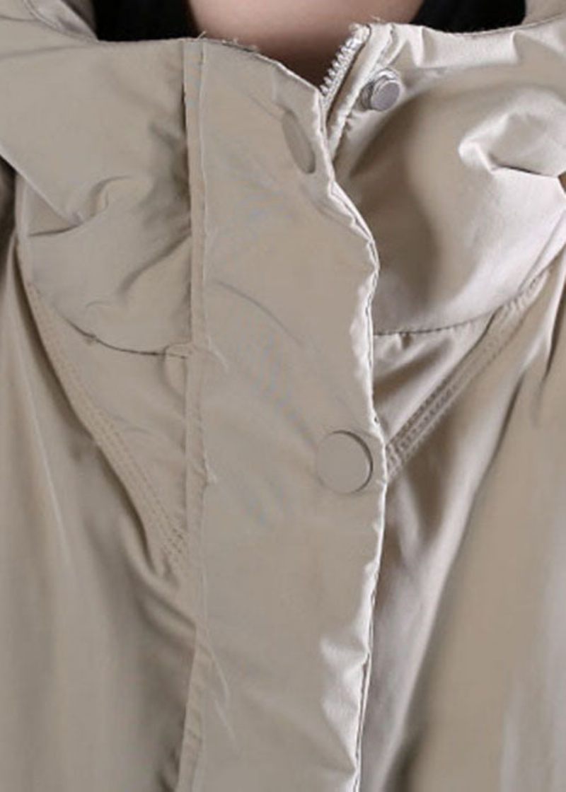 Art Khaki Hooded Lommer Andedun Vinterdunfrakke - Dame dunjakker