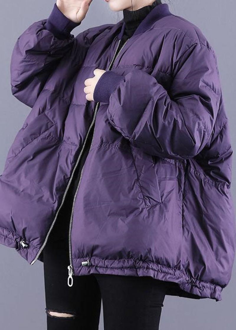 Art Purple Zip Up Snøre Fine Bomuldsfyldte Tykke Vinterjakker