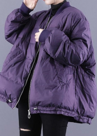 Art Purple Zip Up Snøre Fine Bomuldsfyldte Tykke Vinterjakker