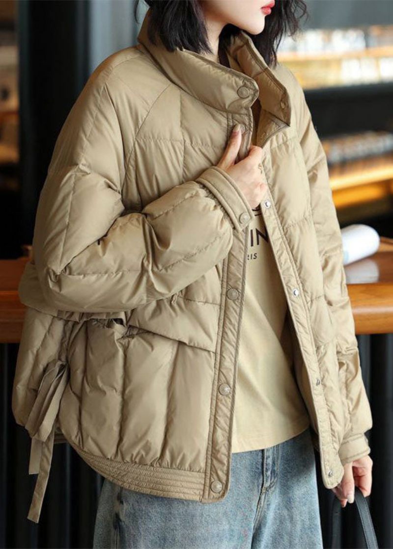 Beige Duck Down Canada Goose Jacket Side Open Oversized Winter