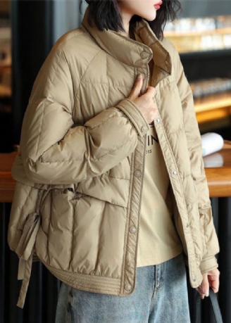 Beige Duck Down Canada Goose Jacket Side Open Oversized Winter