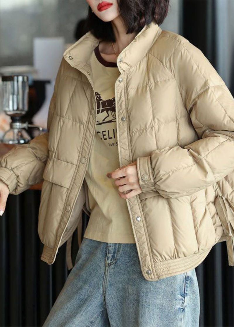 Beige Duck Down Canada Goose Jacket Side Open Oversized Winter - Dame dunjakker