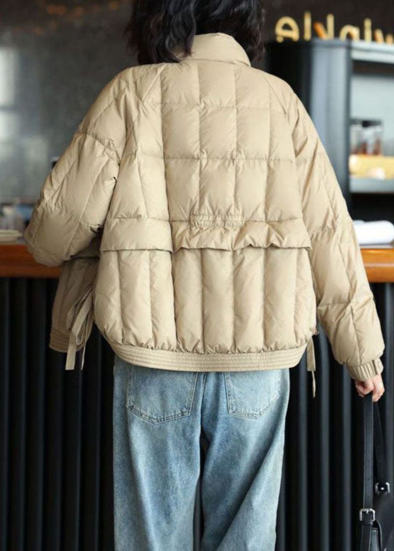 Beige Duck Down Canada Goose Jacket Side Open Oversized Winter - Dame dunjakker