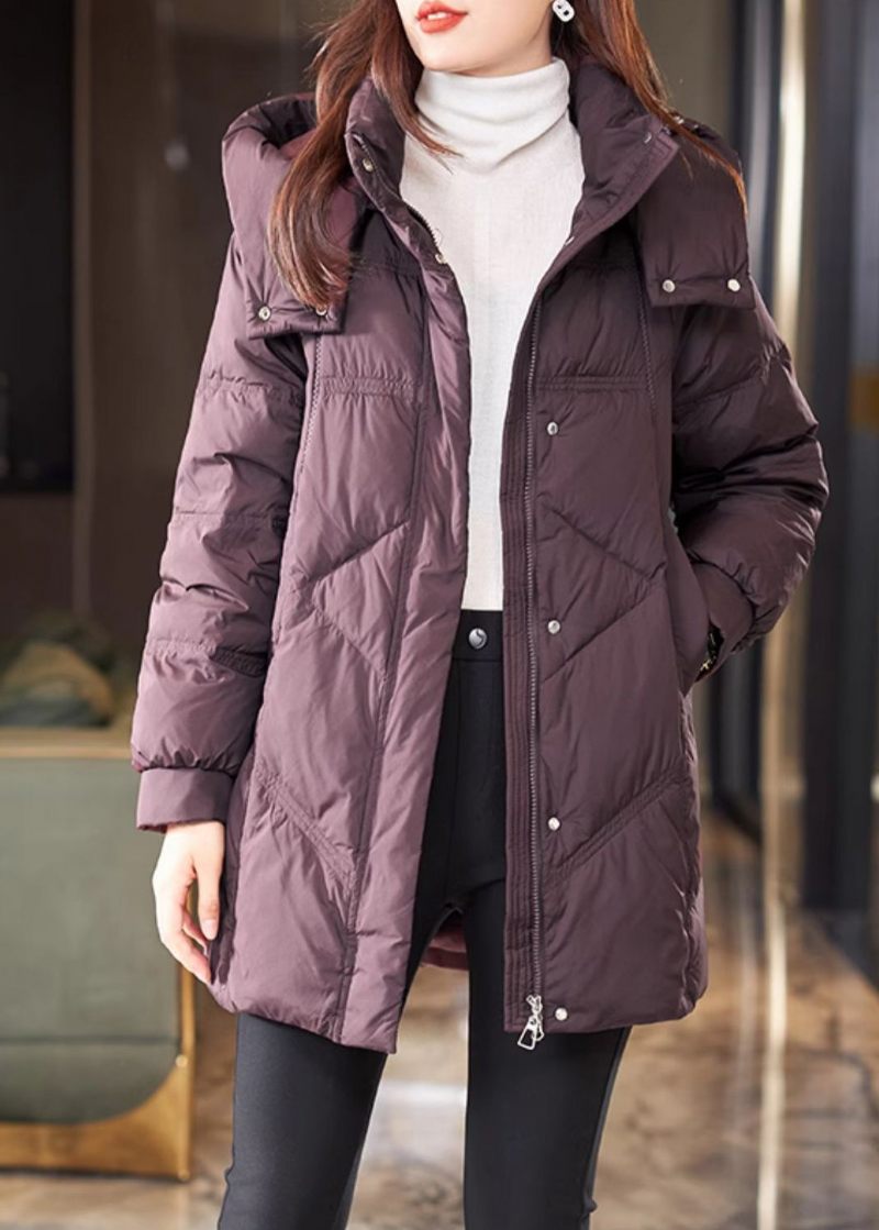 Bohemian Purple Hooded Warm Duck Down Coat Winter - Dame dunjakker