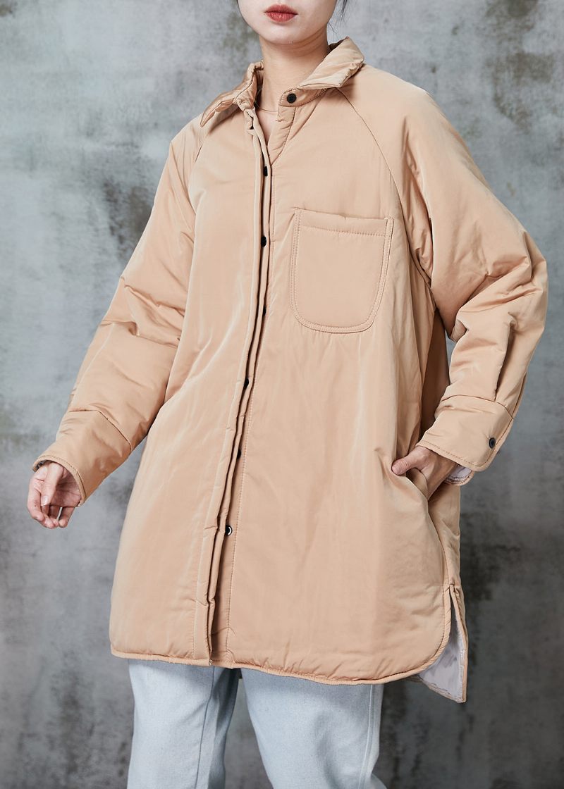 Boutique Khaki Oversized Lommer Fine Bomuld Fyldt Puffers Jakker Vinter - Dame dunjakker