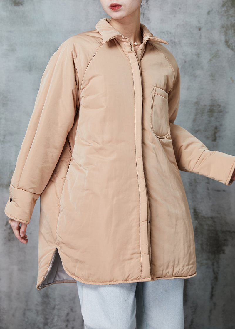 Boutique Khaki Oversized Lommer Fine Bomuld Fyldt Puffers Jakker Vinter - Dame dunjakker