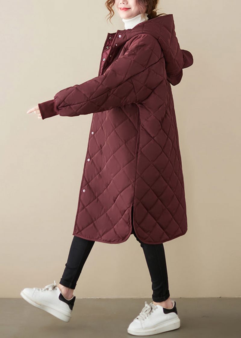 Casual Mulberry Hætte Patchwork Fine Bomuldsfyldte Frakker Vinter - Dame dunjakker