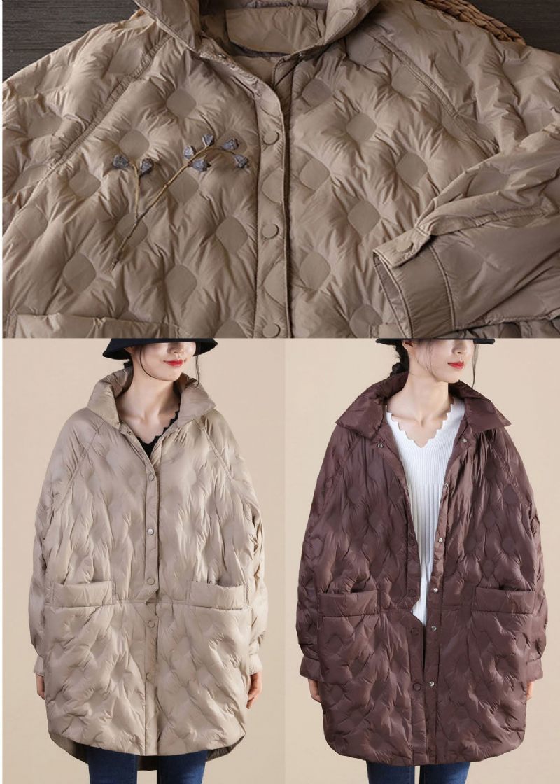 Chokolade Andedun Canada Goose Jakke Stand Krave Lommer Vinter - Kaffe