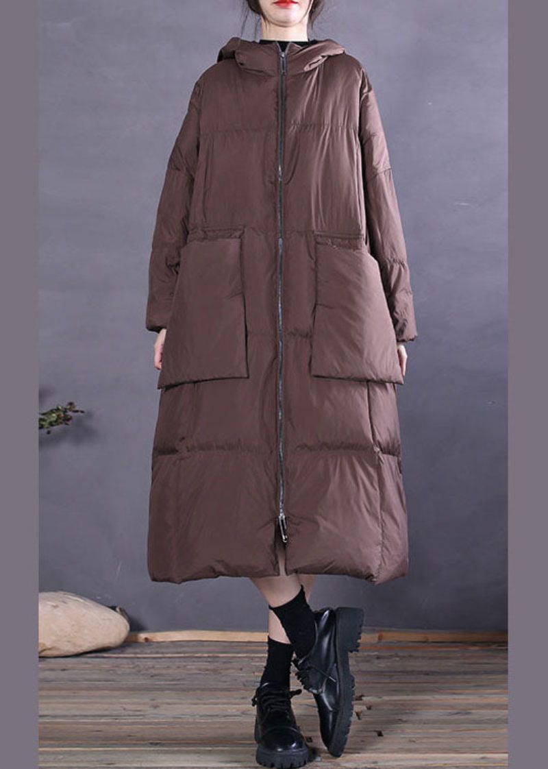 Chokoladelommer Duck Down Coat Zip Up Winter - Lilla