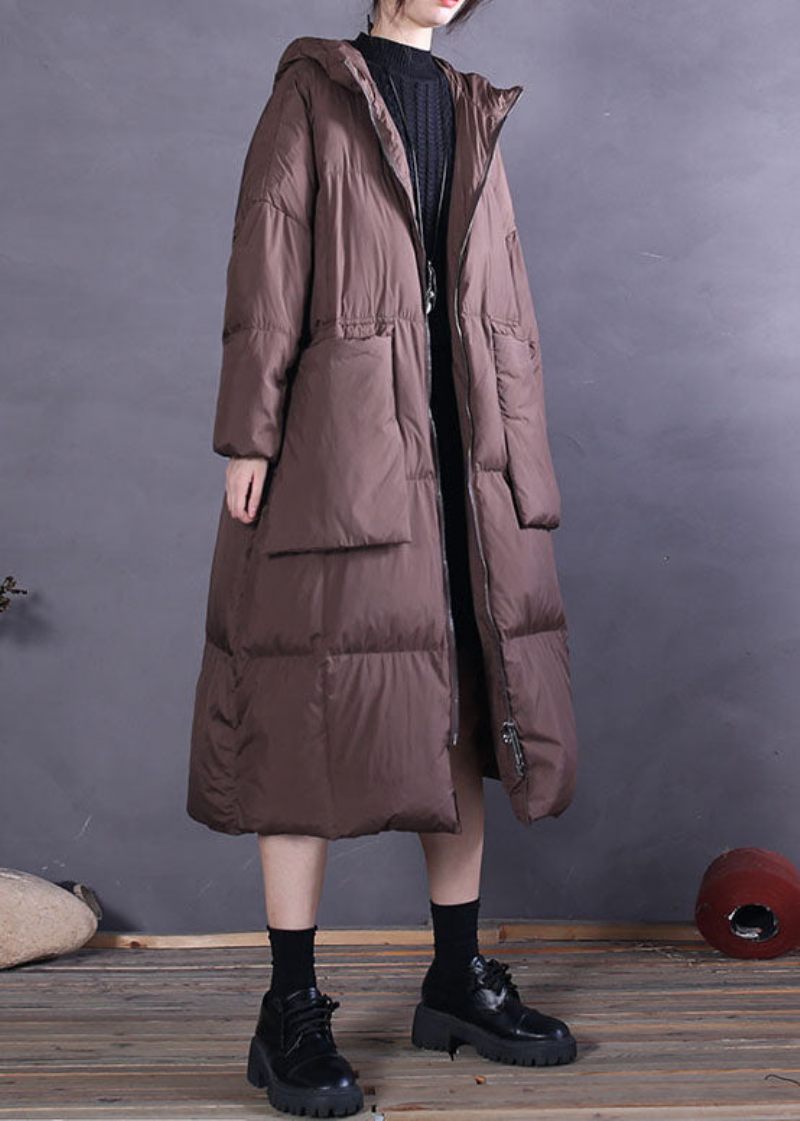 Chokoladelommer Duck Down Coat Zip Up Winter - Lilla