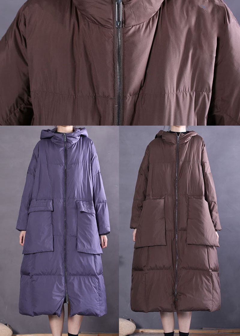 Chokoladelommer Duck Down Coat Zip Up Winter - Lilla