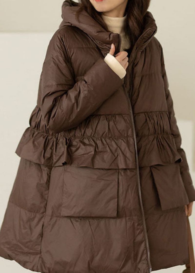 Chokoladelommer Duck Down Frakker Hooded Winter - Abrikos