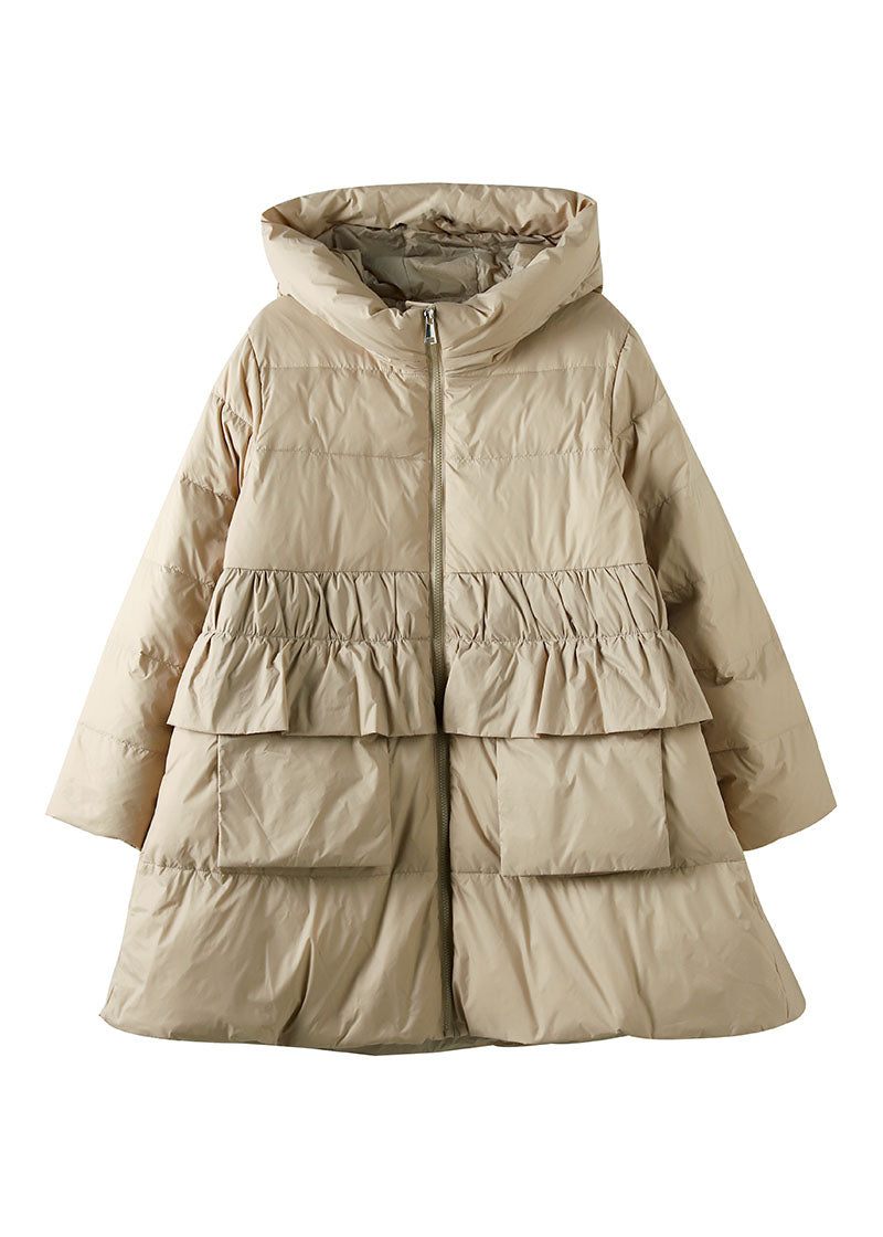 Chokoladelommer Duck Down Frakker Hooded Winter - Abrikos