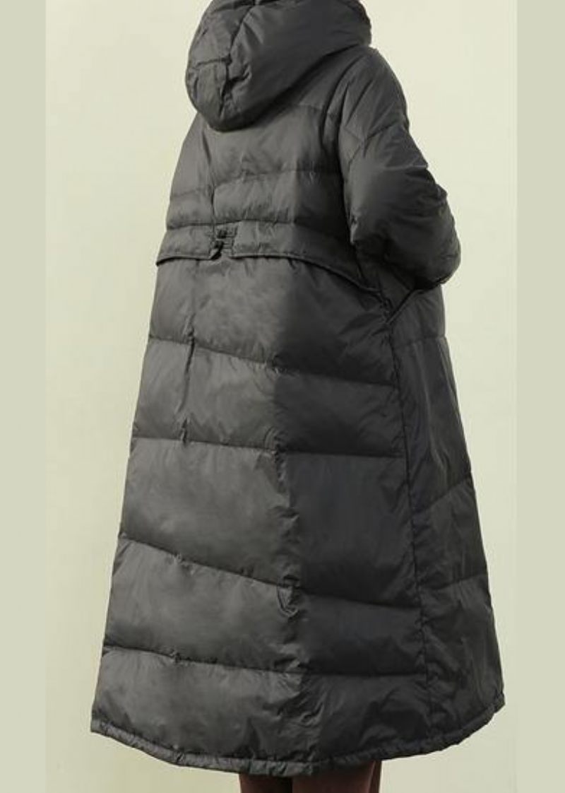 Elegant Plus Size Tøj Dun Puffer Jakker Vinter Sort Hætte Varm Casual Kvinder - Grøn