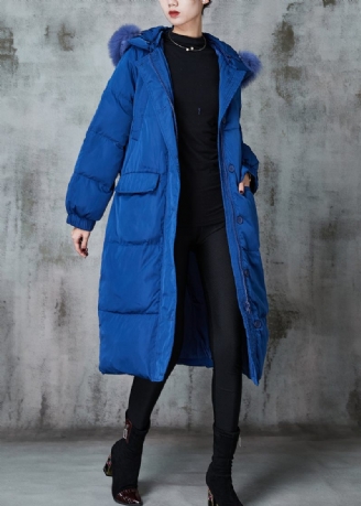 Fashion Blue Oversized Duck Down Puffers Jakker Vinter