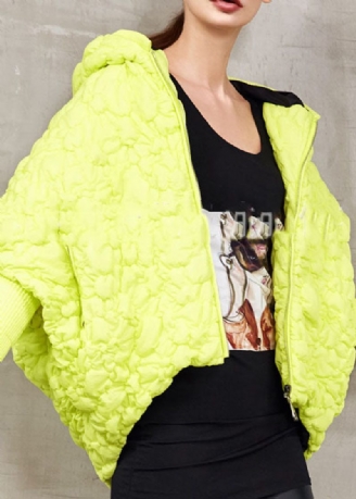 Fashion Yellow Zip Up Cloak Duck Down Vinterdunfrakke