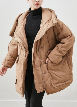 Fransk Khaki Oversized Tykke Andedunsfrakker Vinter