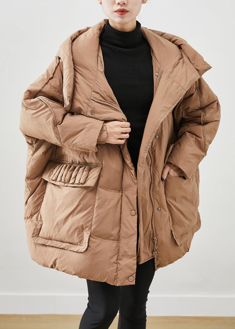 Fransk Khaki Oversized Tykke Andedunsfrakker Vinter - Dame dunjakker