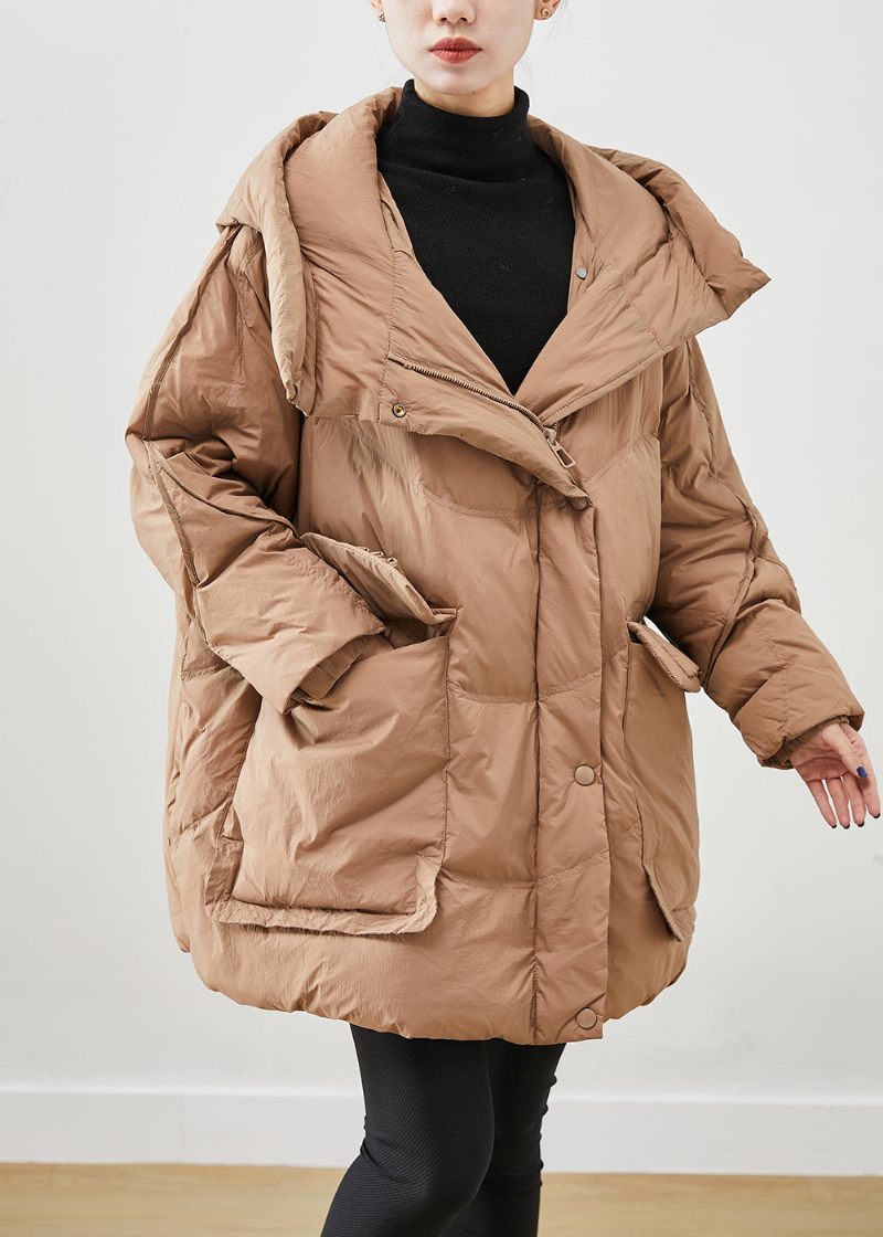 Fransk Khaki Oversized Tykke Andedunsfrakker Vinter - Dame dunjakker