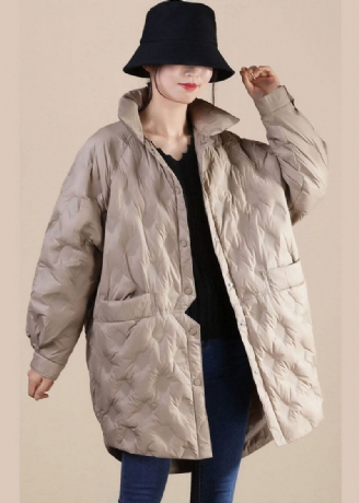 Fransk Khaki Stand Krave Oversized Duck Down Coat Vinter