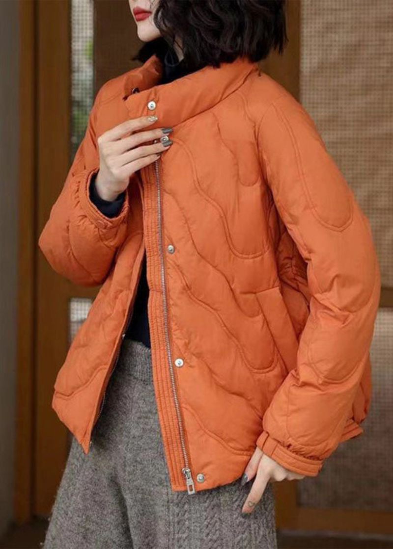 Fransk Orange Stand Krave Zip Up Duck Down Jakker Vinter