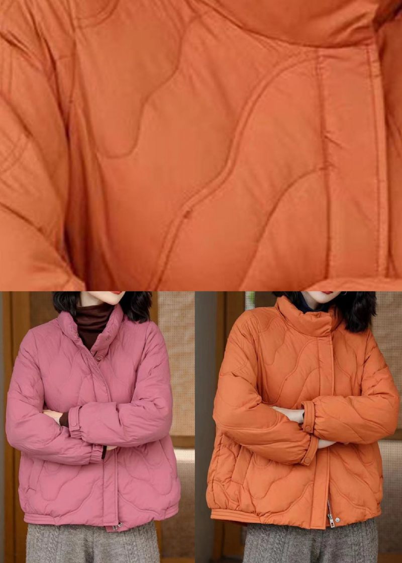 Fransk Orange Stand Krave Zip Up Duck Down Jakker Vinter - Dame dunjakker