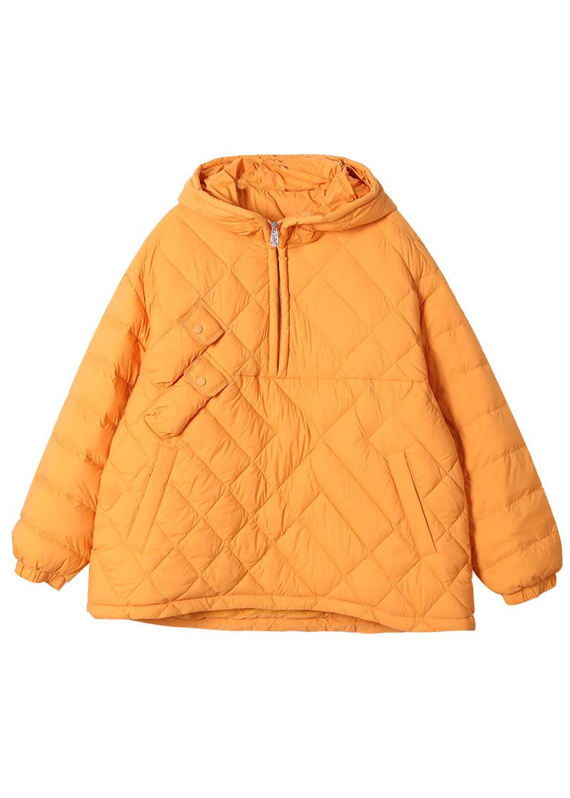 Gule Lommer Duck Down Puffers Jakker Zip Up Winter - Sort