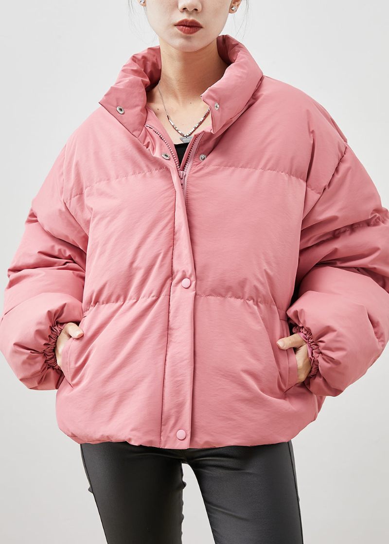 Håndlavede Pink Oversized Tykke Andedun Dunfrakker Vinter - Dame dunjakker