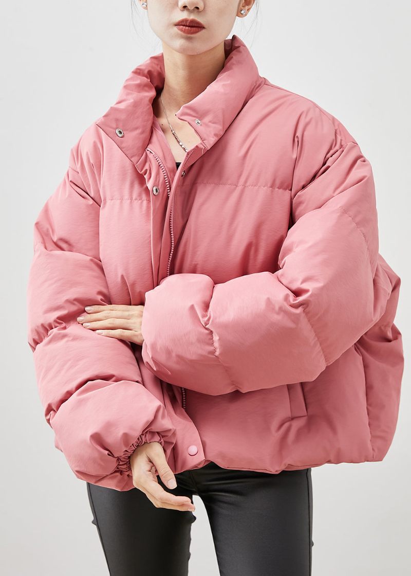 Håndlavede Pink Oversized Tykke Andedun Dunfrakker Vinter - Dame dunjakker