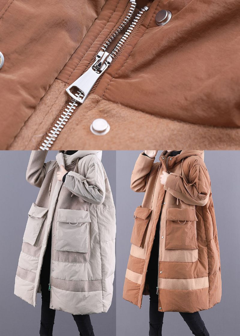 Kamel Snøre Andedun Vinterfrakker Zip Up Winter - Beige