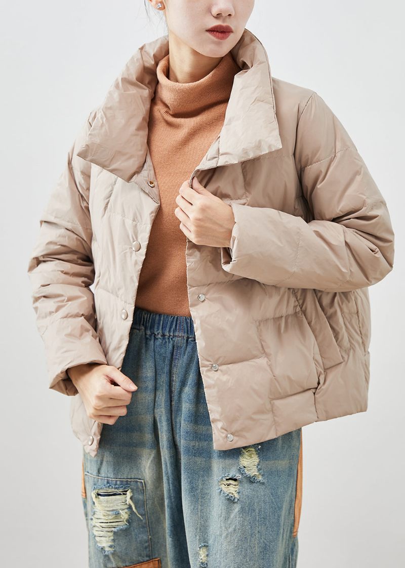 Khaki Duck Down Puffers Jakker Oversized Tykke Vinter