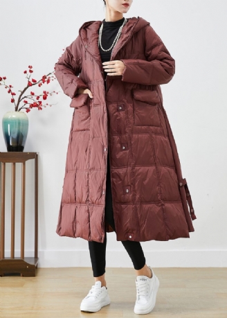 Kvinder Kedelig Rød Oversized Plaid Duck Down Canada Goose Jacket Vinter