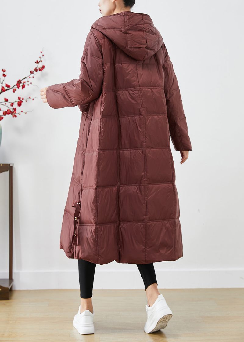 Kvinder Kedelig Rød Oversized Plaid Duck Down Canada Goose Jacket Vinter - Dame dunjakker