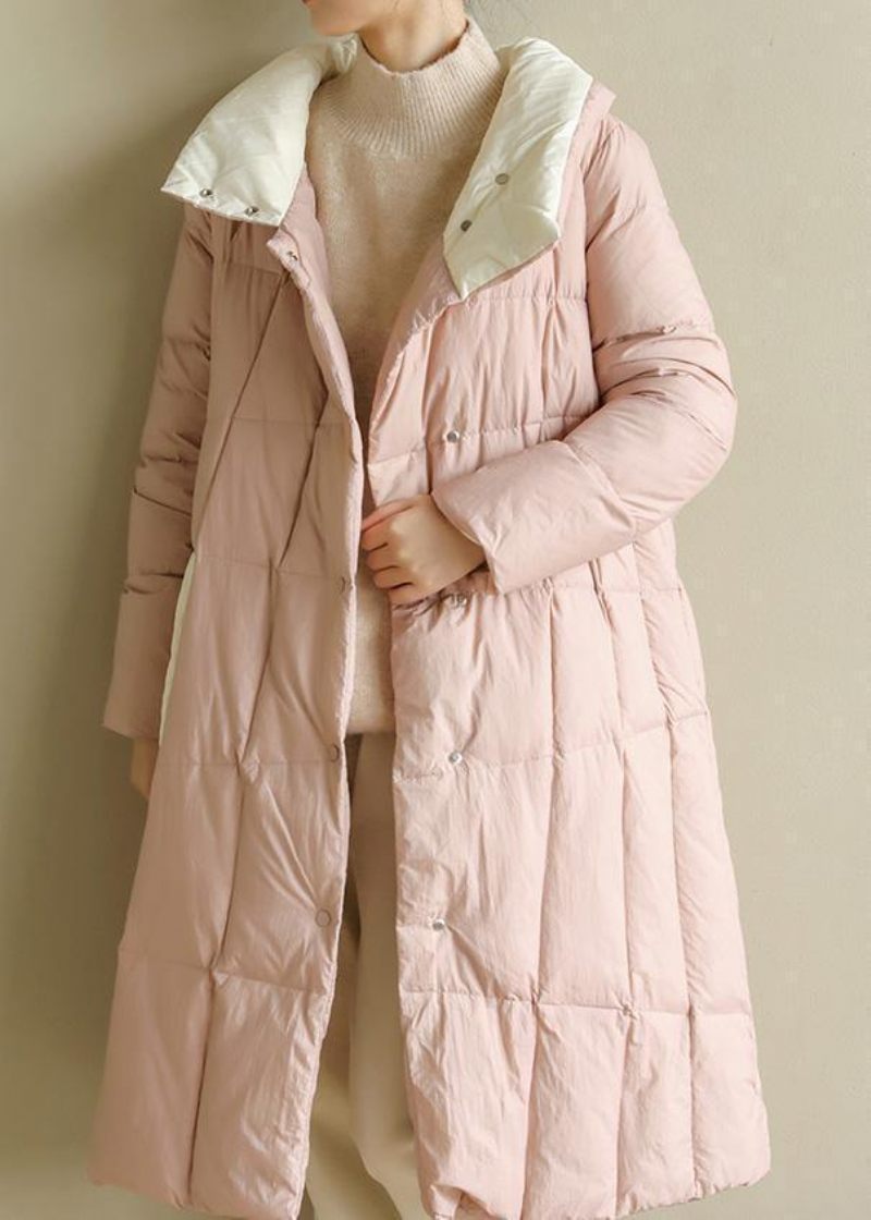 Kvinder Pink Varm Vinterfrakke Plus Size Tøj Patchwork Dame Parka Stativ Krave Fine Frakker - Dame dunjakker