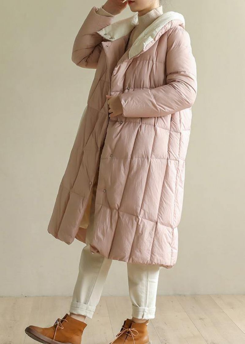 Kvinder Pink Varm Vinterfrakke Plus Size Tøj Patchwork Dame Parka Stativ Krave Fine Frakker - Dame dunjakker