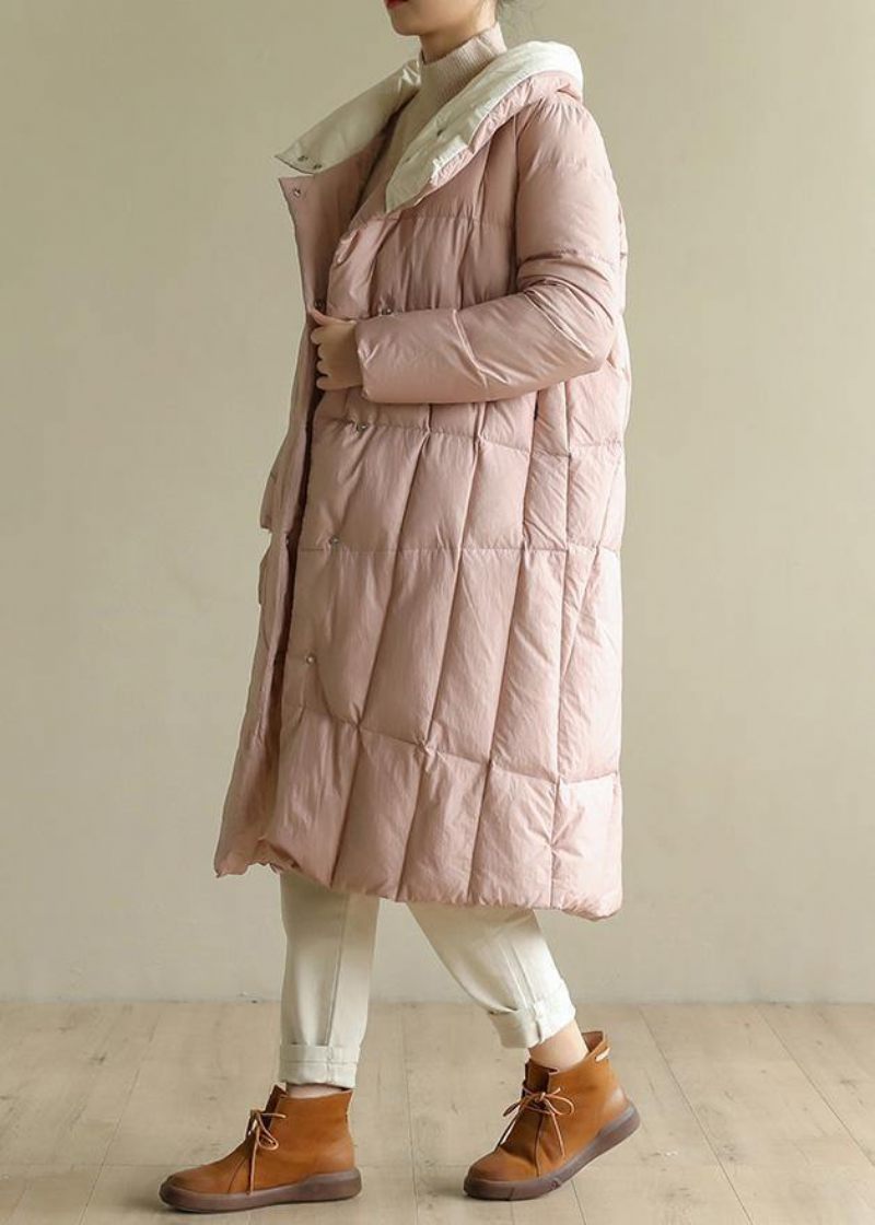 Kvinder Pink Varm Vinterfrakke Plus Size Tøj Patchwork Dame Parka Stativ Krave Fine Frakker - Dame dunjakker