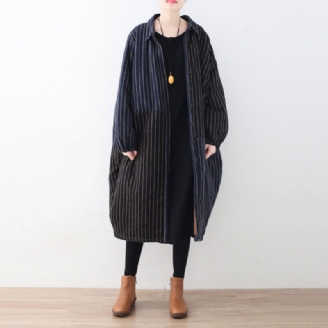 Luksus Blå Sort Stribet Dunfrakke Oversized Ulden Puffers Jakker Fint Patchwork Vinter Outwear