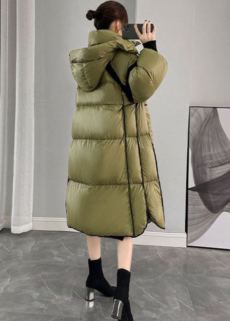 Mode Army Green Hætte Lynlås Patchwork Andedun Canada Goose Frakker Vinter - Dame dunjakker