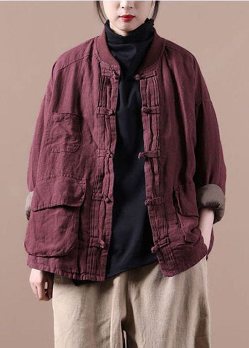 Mulberry Oversized Linen Coat Outwear Winter Parkas - Mulberry