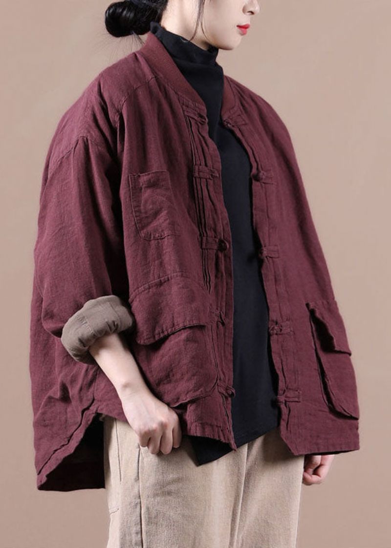 Mulberry Oversized Linen Coat Outwear Winter Parkas - Mulberry