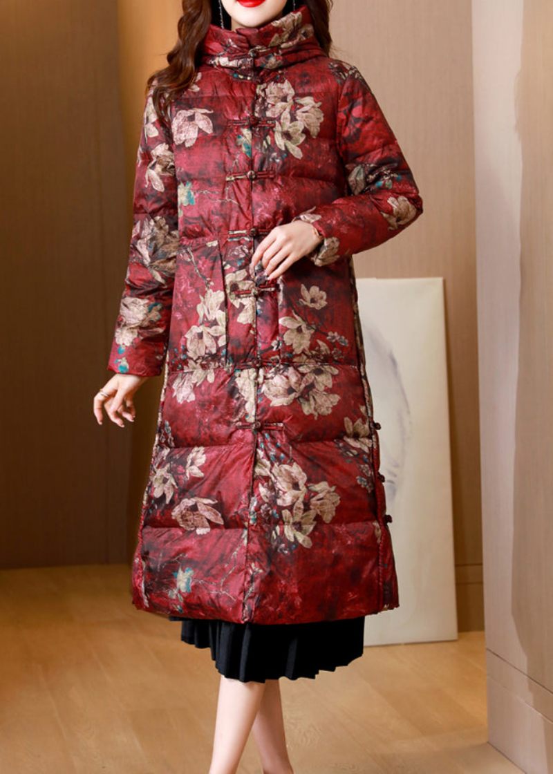 Mulberry Print Lommer Patchwork Duck Down Puffer Frakker Stand Krave Vinter - Dame dunjakker