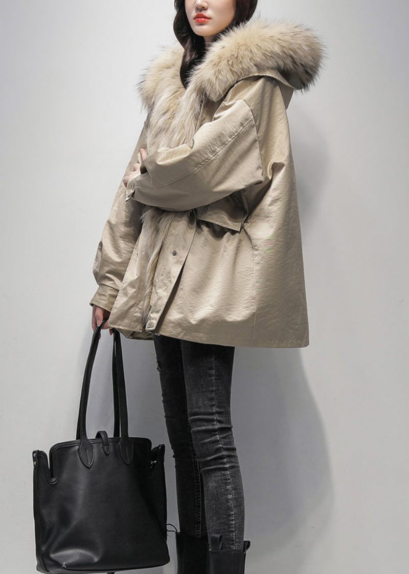 Ny Khaki Pelskrave The Rabbit Wool Lined Parka Jacket Til Vinter