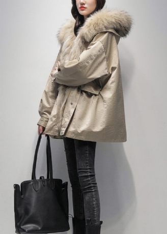 Ny Khaki Pelskrave The Rabbit Wool Lined Parka Jacket Til Vinter