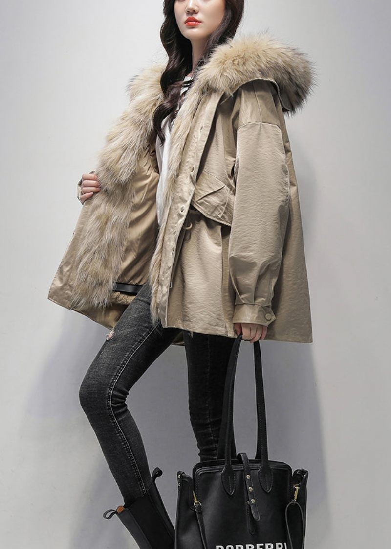 Ny Khaki Pelskrave The Rabbit Wool Lined Parka Jacket Til Vinter - Dame dunjakker