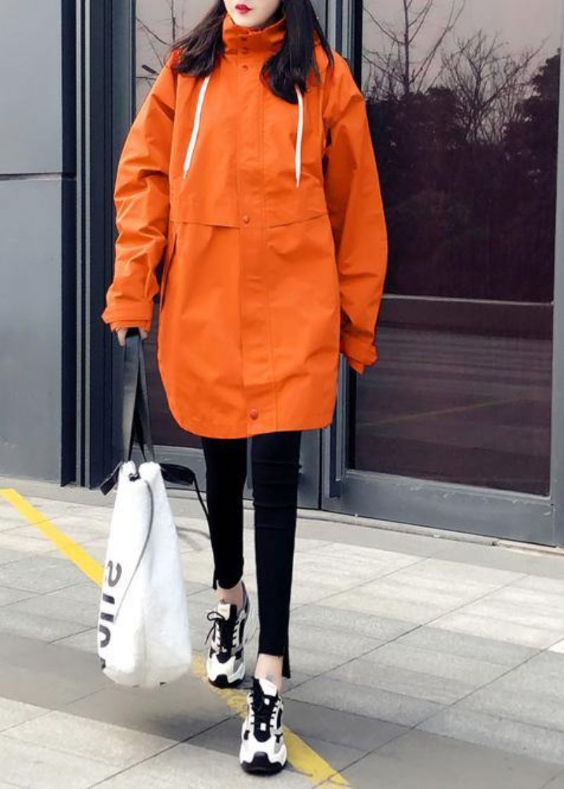 Ny Orange Andedunsfrakke Plus Size Dameparka Med Hætte Og Elegante Frakker Med Lynlås - Hvid