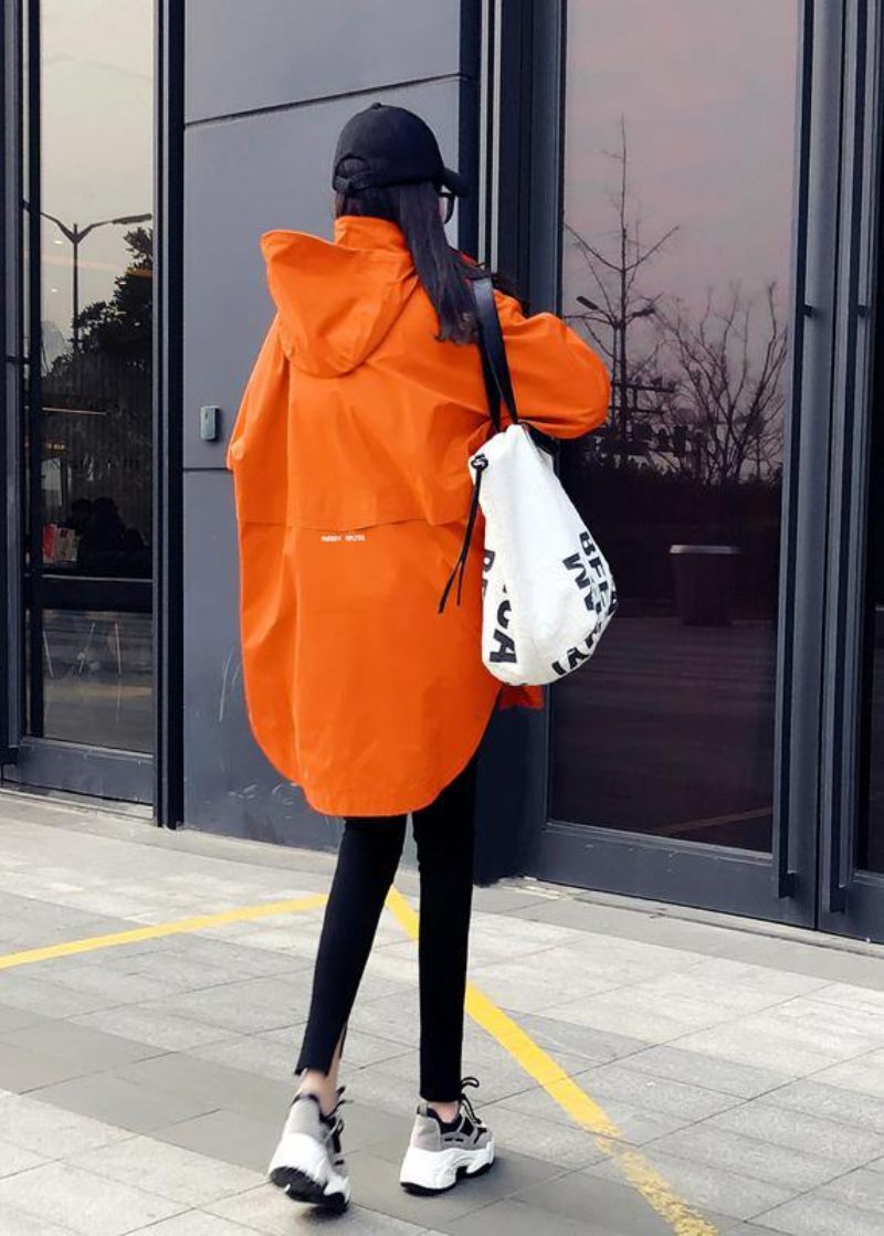 Ny Orange Andedunsfrakke Plus Size Dameparka Med Hætte Og Elegante Frakker Med Lynlås - Hvid