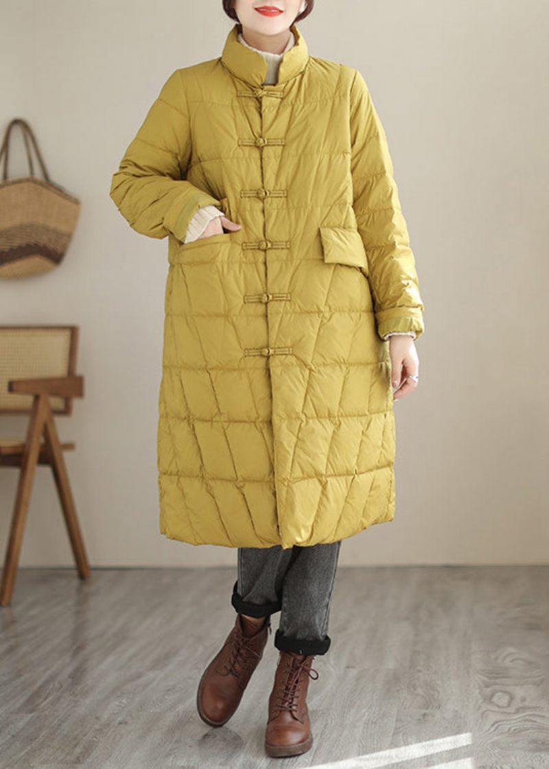 Nye Gule Knaplommer Patchwork Bomuldsfyldt Parka Fall