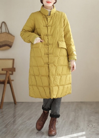 Nye Gule Knaplommer Patchwork Bomuldsfyldt Parka Fall